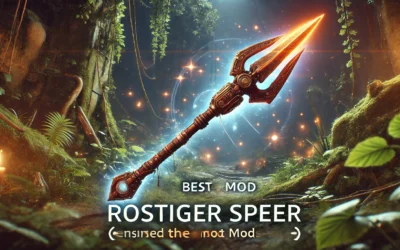 A grounded rusty spear (rostiger speer) depicted with mod enhancements in an immersive adventure setting. grounded rostiger speer best mod