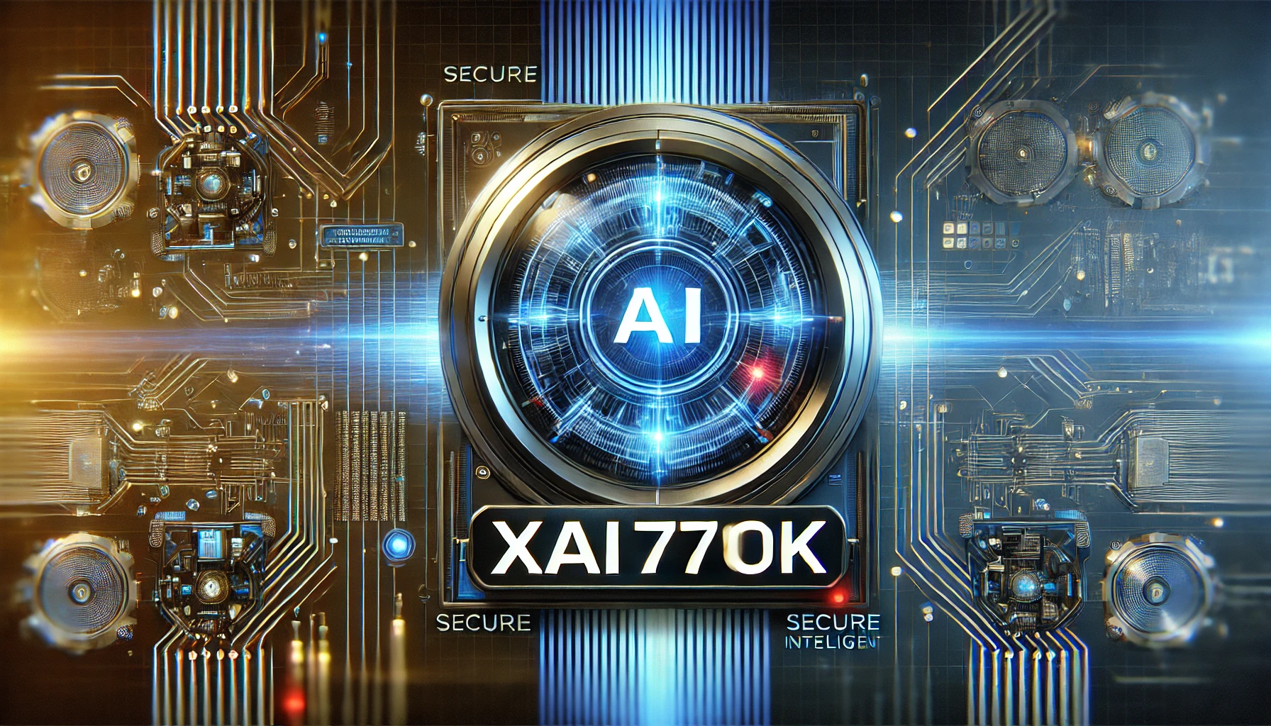 Depiction of xai770k, showcasing a secure AI-driven system for intelligent tech solutions.