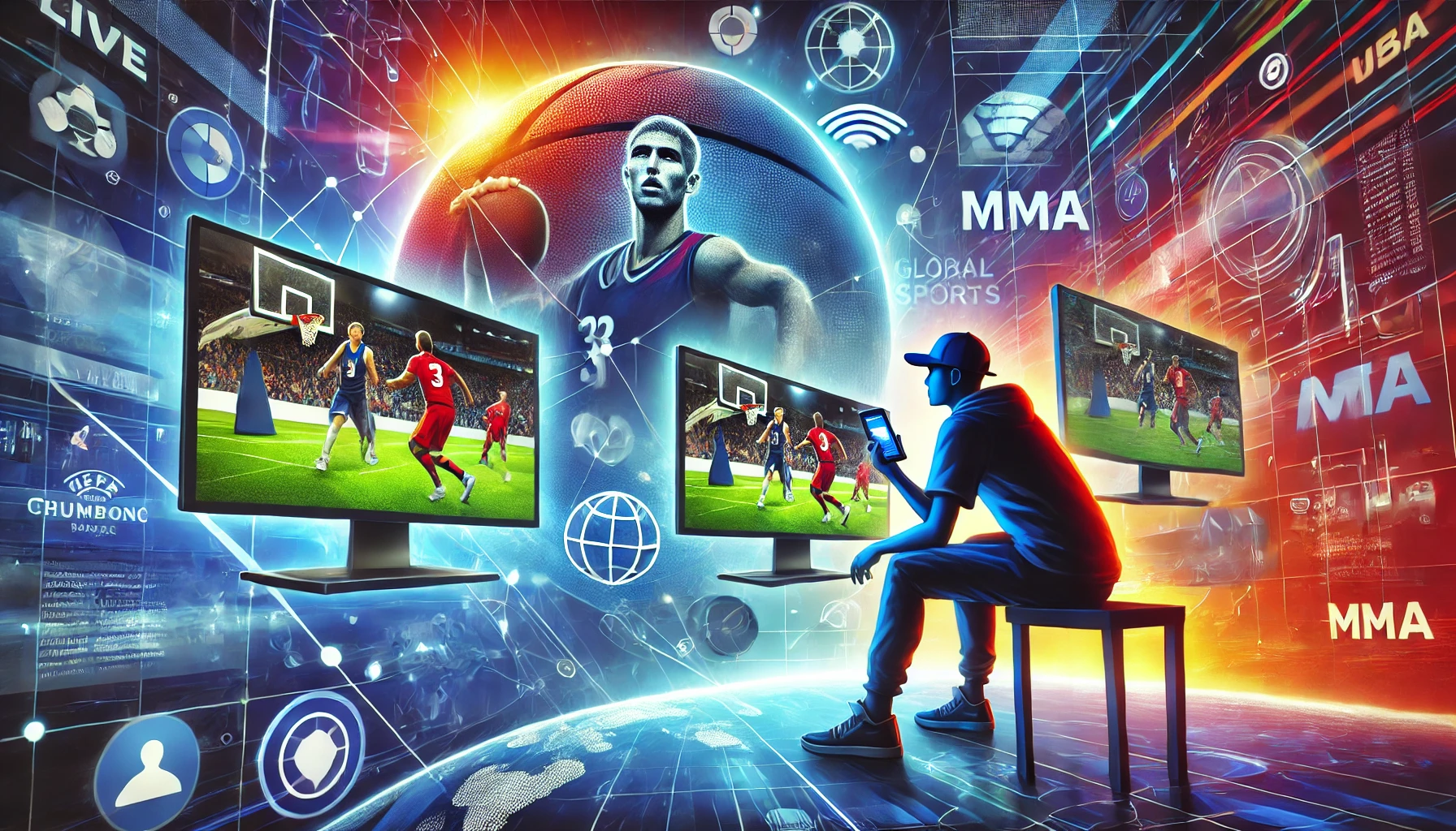 A vibrant representation of Crackstreams streaming live sports and events.