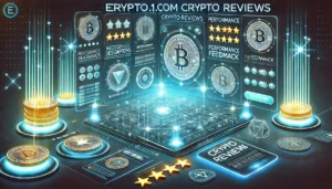 A detailed interface of ecrypto1.com showcasing crypto reviews and ratings.