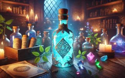 A mana regen potion from Throne and Liberty glowing with mystical energy in a fantasy setting.