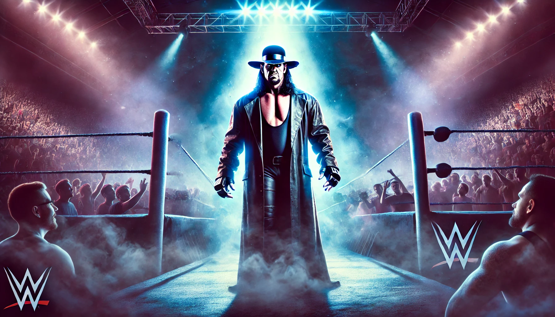 UnderTaker making a dramatic entrance in WWE arena