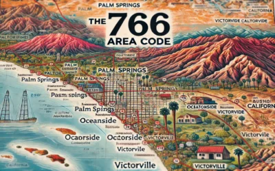 Map showing locations covered by the 760 area code with highlights on key cities.