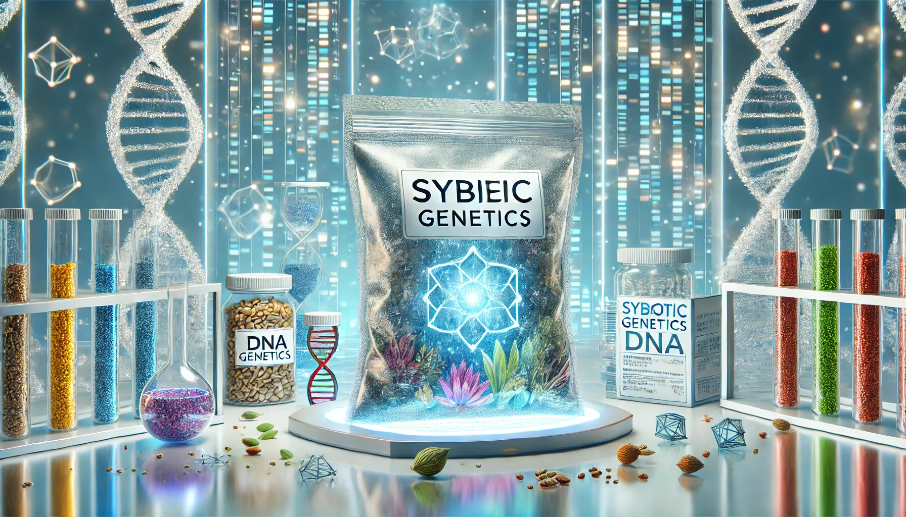 Sybiotic Genetics Frozen Bag with vibrant preserved genetics displayed