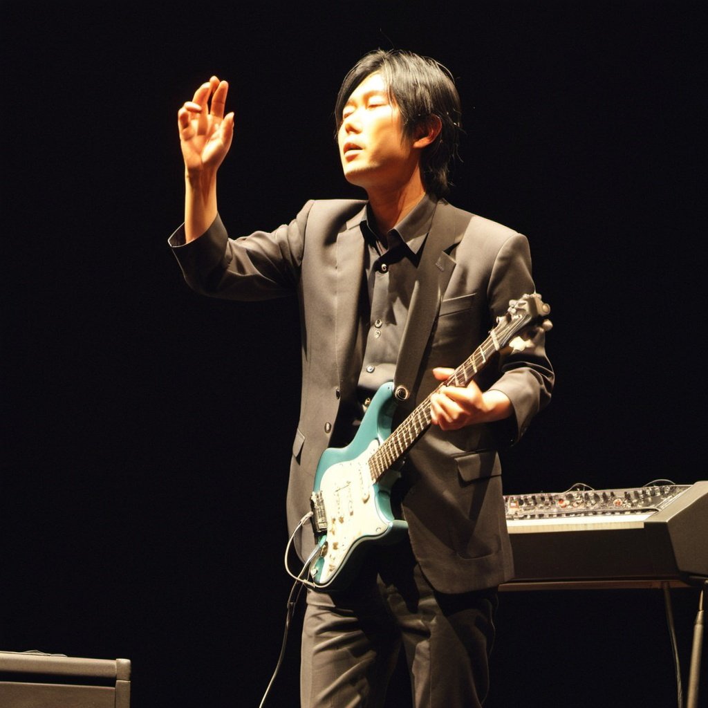 Tatsuro Yamashita performing on stage, symbolizing his impact on city pop and the themes discussed in "Tatsuro Yamashita Blogspot."