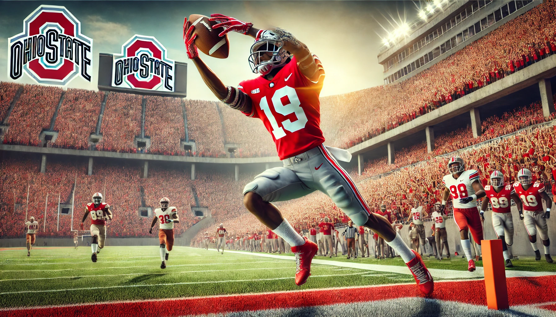 Jeremiah Smith making a spectacular catch during an Ohio State football game