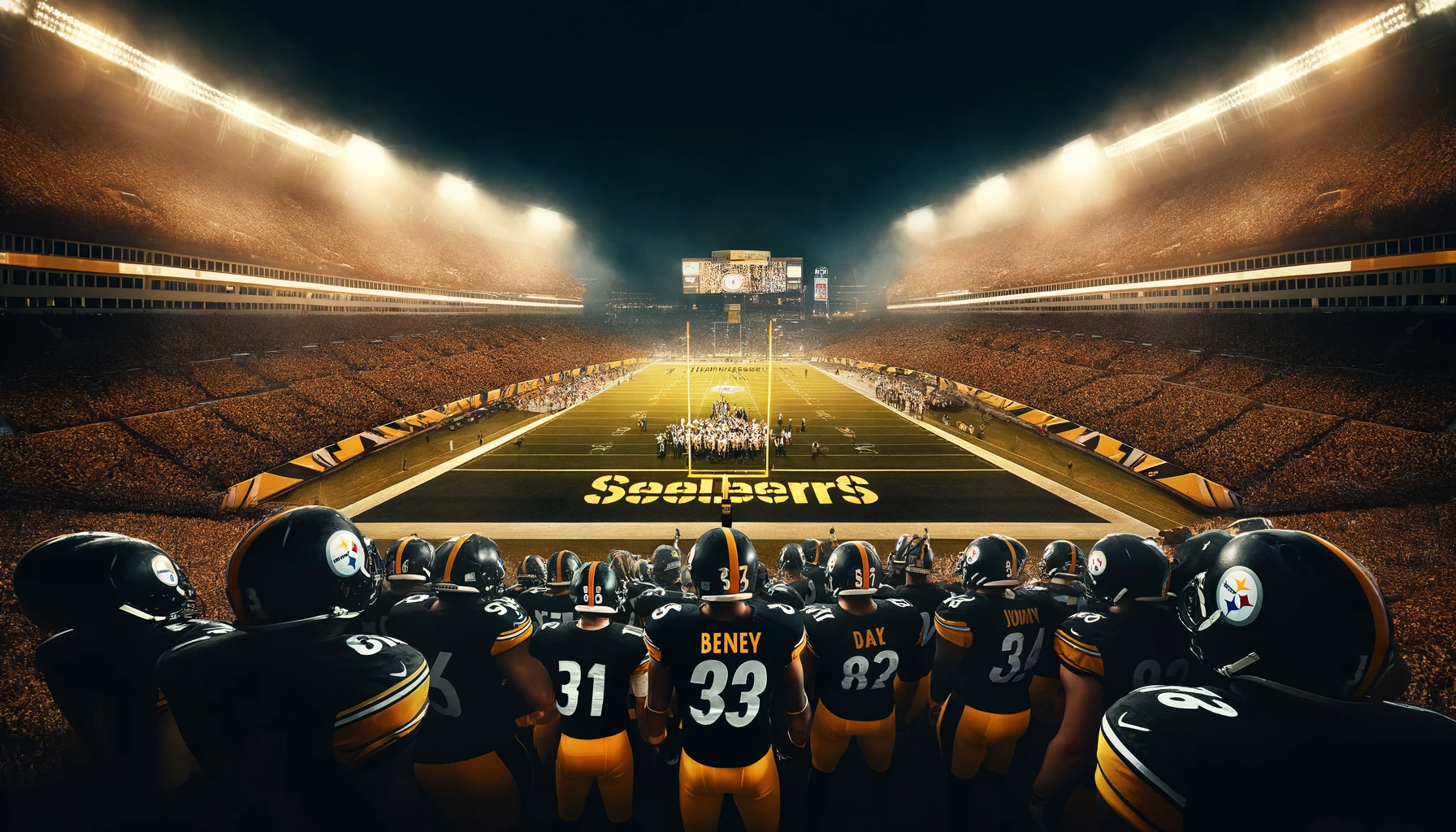 Steelers players during a game reflecting on their playoff loss